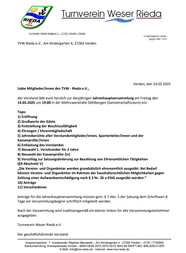 Einladung JHV 2025